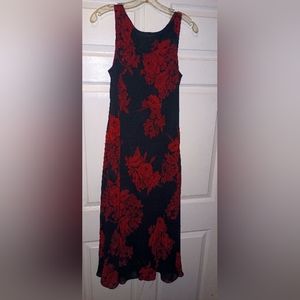 Studio 1 long red and black sparkly rose dress